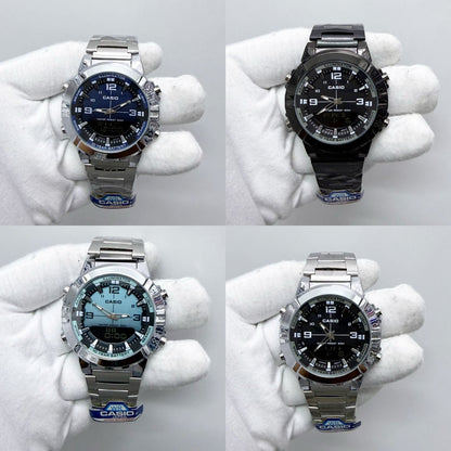 Casio AMW-870DA Luxury Green Dial Watch – Analog Digital Dual Time | 10-Year Battery | 50M Water Resistant